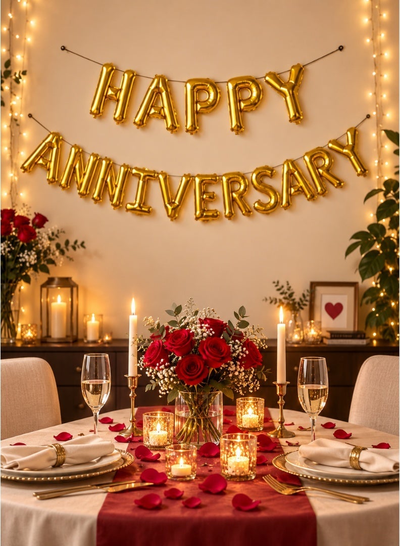 Italo Happy Anniversary Foil Letter Balloon Banner Set