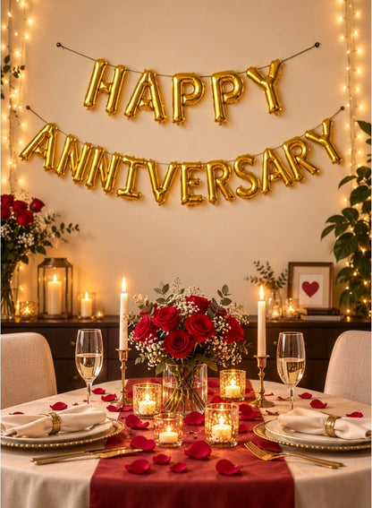 Italo Happy Anniversary Foil Letter Balloon Banner Set