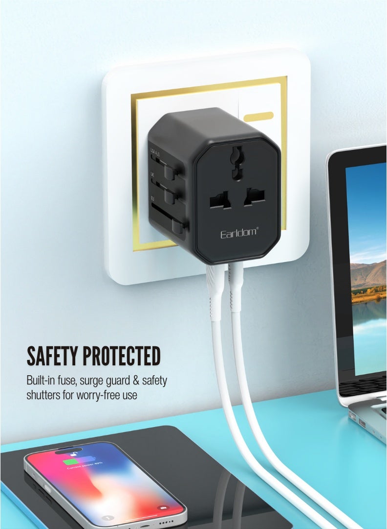 محول سفر عالمي من إيرلدوم مزود بمنفذ USB وUSB-C – بقدرة 2500 واط