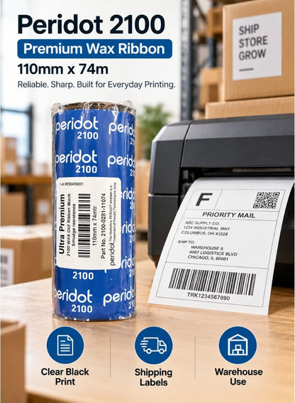 Premium Wax Thermal Transfer Ribbon 110mm x 74m