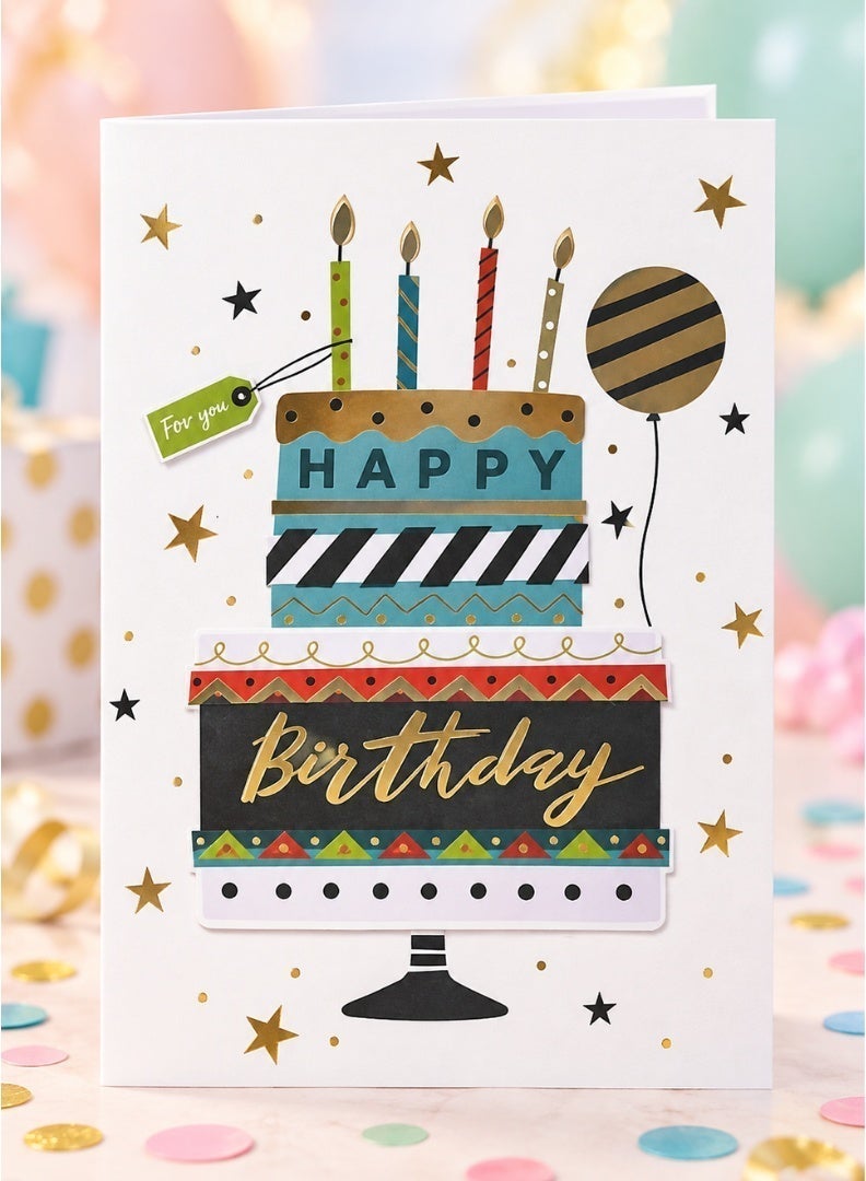 Italo Musical Birthday Greeting Card – Layered Cake Design