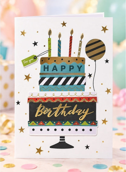 Italo Musical Birthday Greeting Card – Layered Cake Design