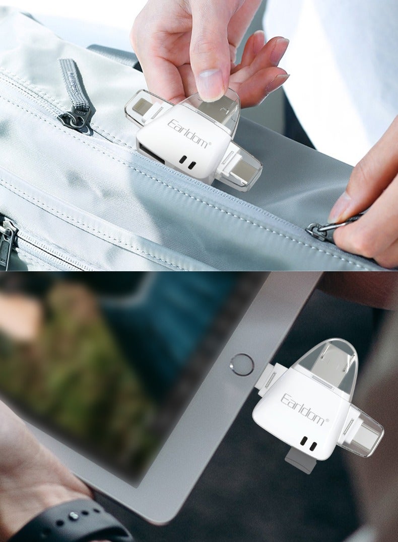 Earldom 5-in-1 OTG Card Reader – USB-C, Lightning, USB, SD & TF