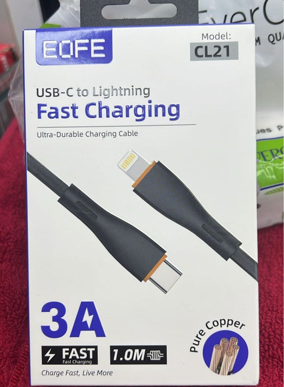 كابل شحن سريع USB-C إلى Lightning من EOFE – بطول 1 متر
