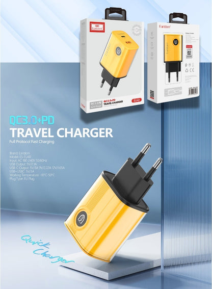 Earldom 20W Dual Port Fast Charger with Lightning Cable – EU Plug