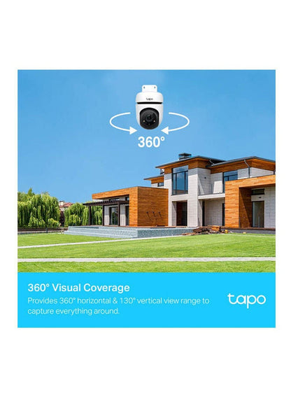كاميرا المراقبة الخارجية TP-Link Tapo بنظام الدوران والإمالة والاتصال عبر الواي فاي – دقة 1080 بكسل، بمعيار IP65