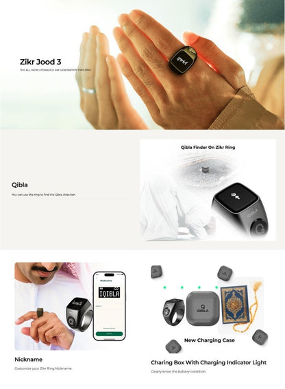 iQIBLA Smart Zikr Ring Jood 3 Metal with Qibla Direction