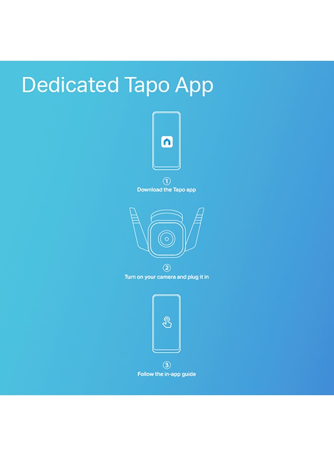 كاميرا TP-Link Tapo الأمنية الذكية الخارجية مع رؤية ليلية – 3 ميجابكسل