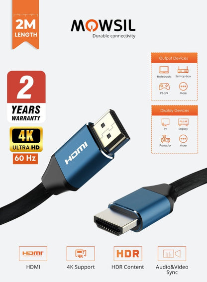 Mowsil 4K 60Hz HDMI Cable – 2m