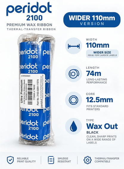 Premium Wax Thermal Transfer Ribbon 110mm x 74m