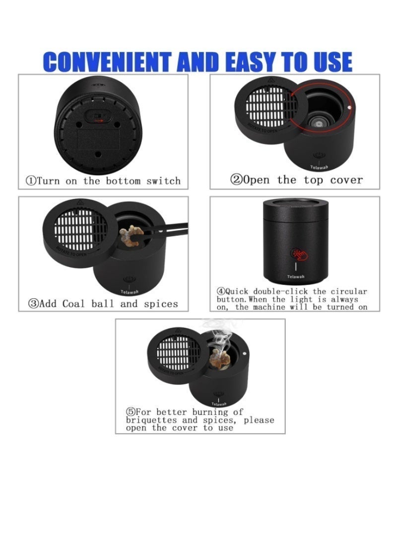Rechargeable Electric Bakhoor Burner & Aroma Diffuser – 2000mAh