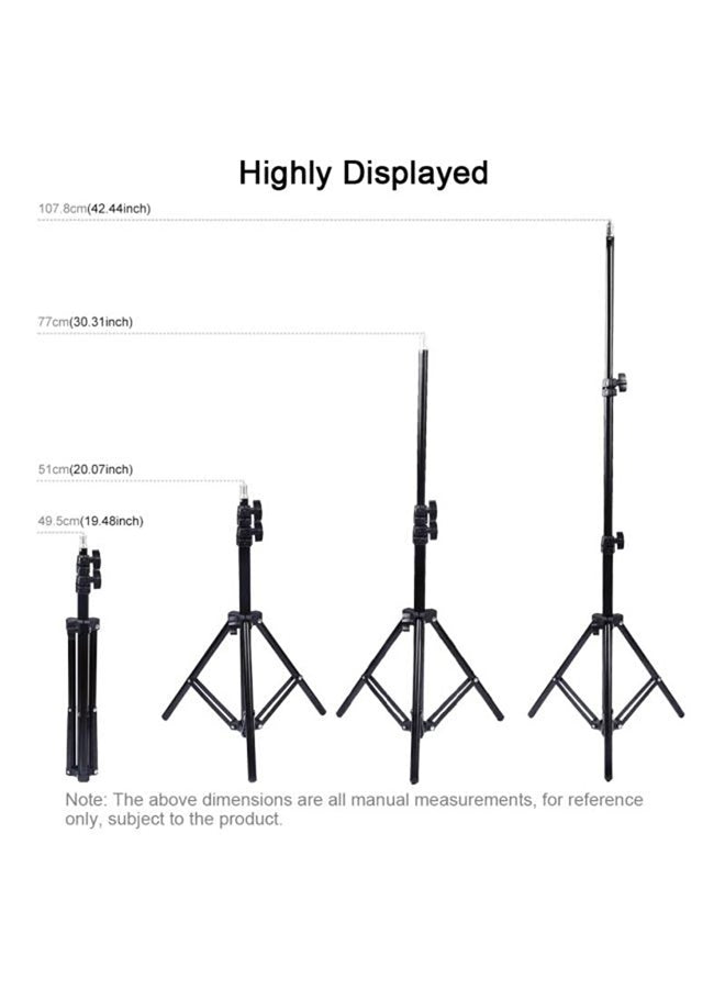 حلقة إضاءة مقاس 10 بوصات مع حامل ثلاثي القوائم ومشبك مزدوج للهاتف