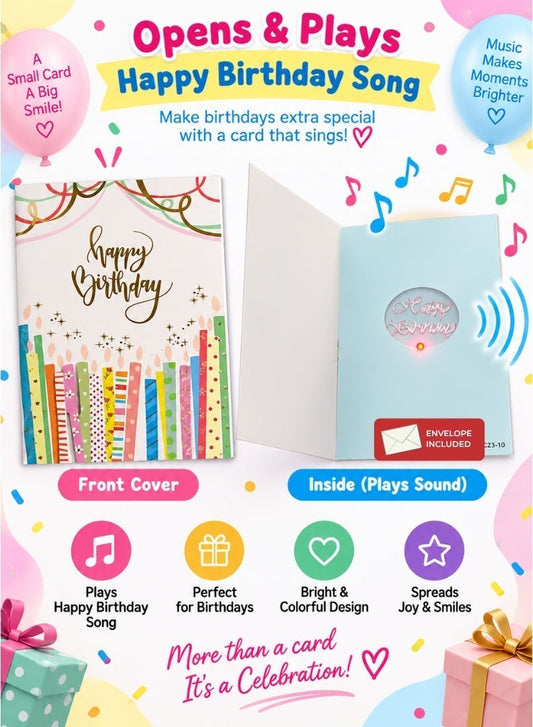 Italo Musical Birthday Greeting Card – Candle Design