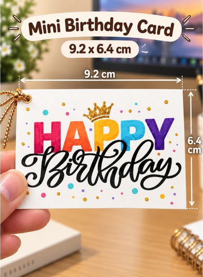 Mini Birthday Greeting Card – Typography & Crown Design