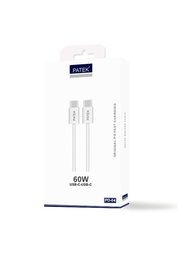 كابل شحن سريع Patek 60W من USB-C إلى USB-C