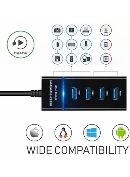 موزع USB 3.0 فائق السرعة بـ 4 منافذ