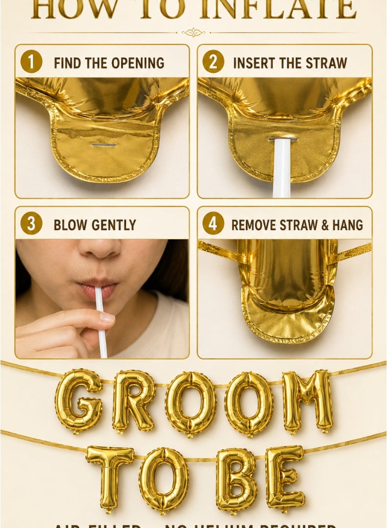 طقم بالونات حروف "Italo Groom To Be" بتصميم رقائق معدنية