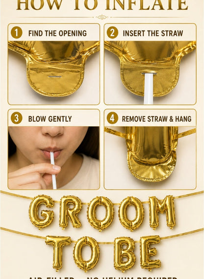 طقم بالونات حروف "Italo Groom To Be" بتصميم رقائق معدنية