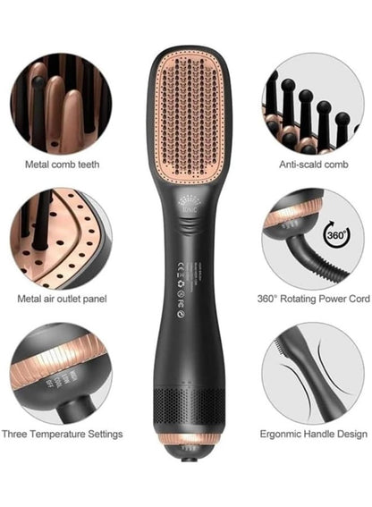 Joy 2-in-1 Heated Hair Straightening & Curling Brush