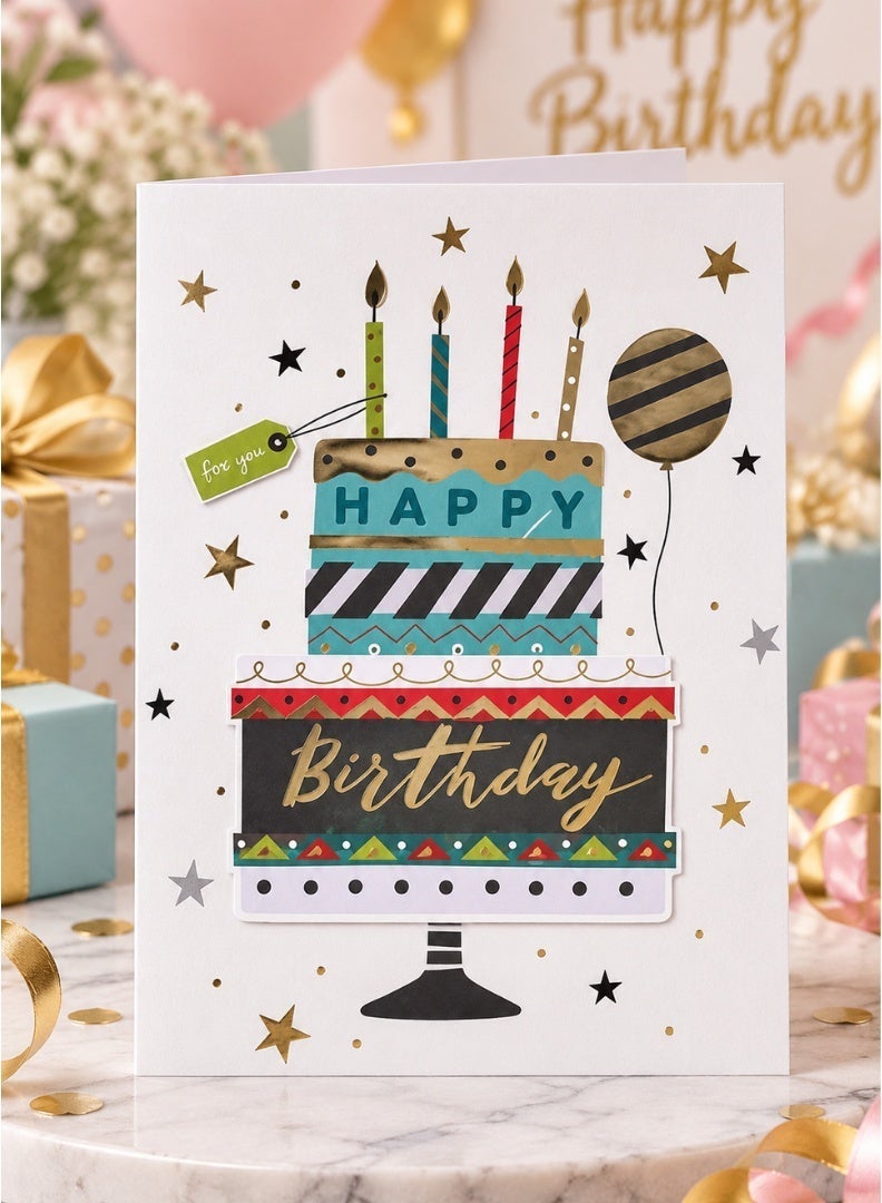 Italo Musical Birthday Greeting Card – Layered Cake Design