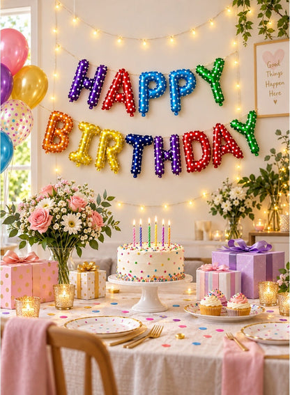 Italo Happy Birthday Foil Letter Balloon Banner Set – 13 Pieces