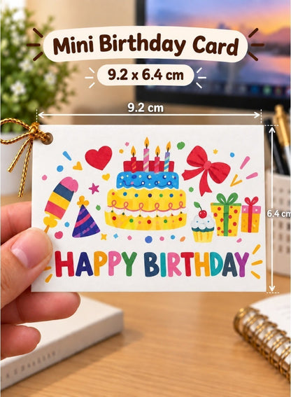 Mini Birthday Greeting Card – Cake, Gifts & Party Design