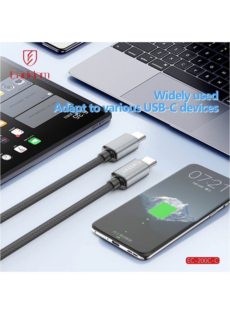 Earldom 60W USB-C to USB-C Braided Fast Charging Cable – 2m