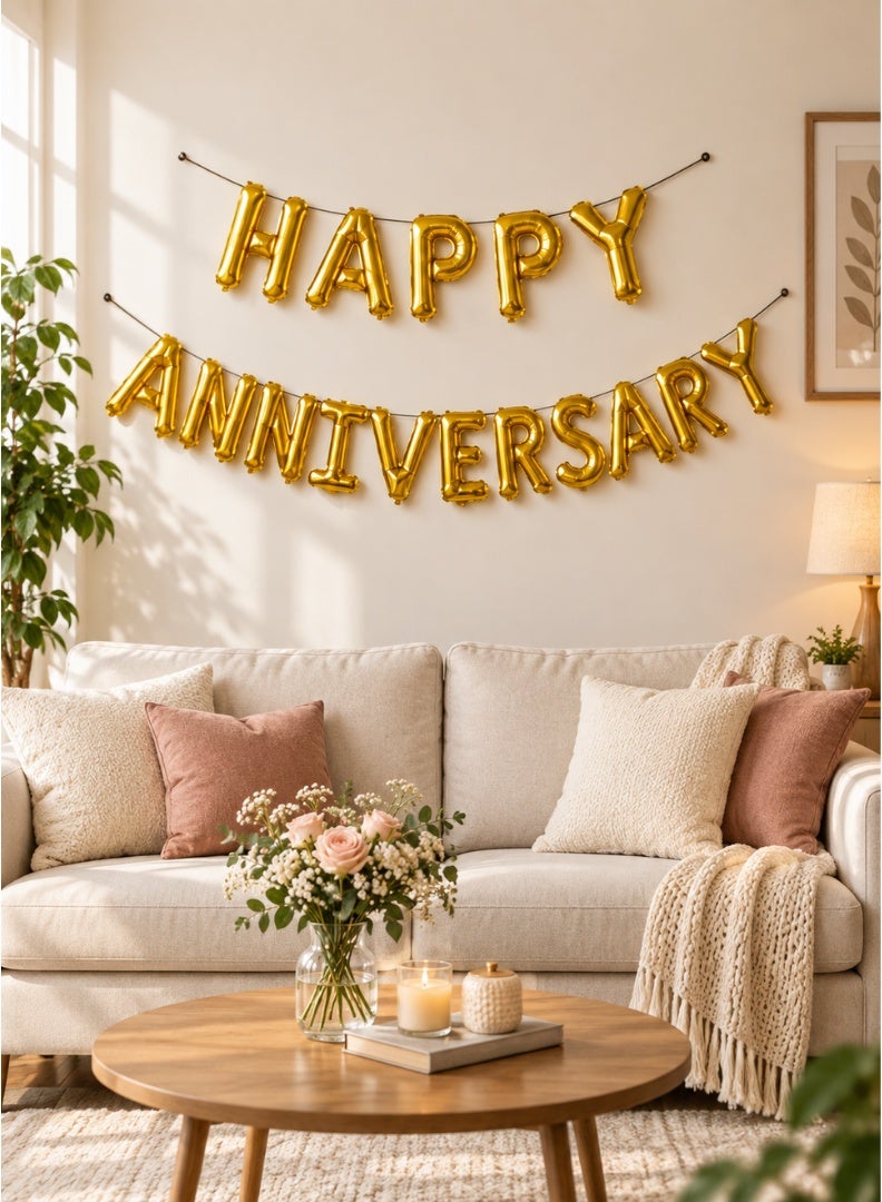 Italo Happy Anniversary Foil Letter Balloon Banner Set
