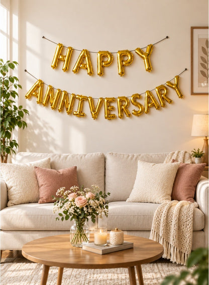 Italo Happy Anniversary Foil Letter Balloon Banner Set