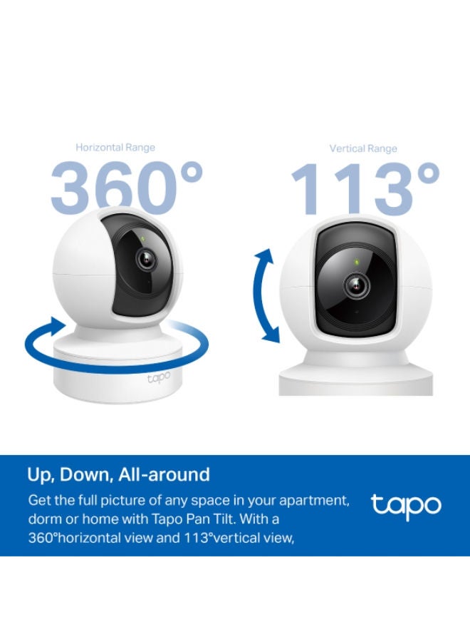 كاميرا المراقبة الداخلية TP-Link Tapo ذات خاصية التحريك والإمالة – دقة 1080p، صوت ثنائي الاتجاه