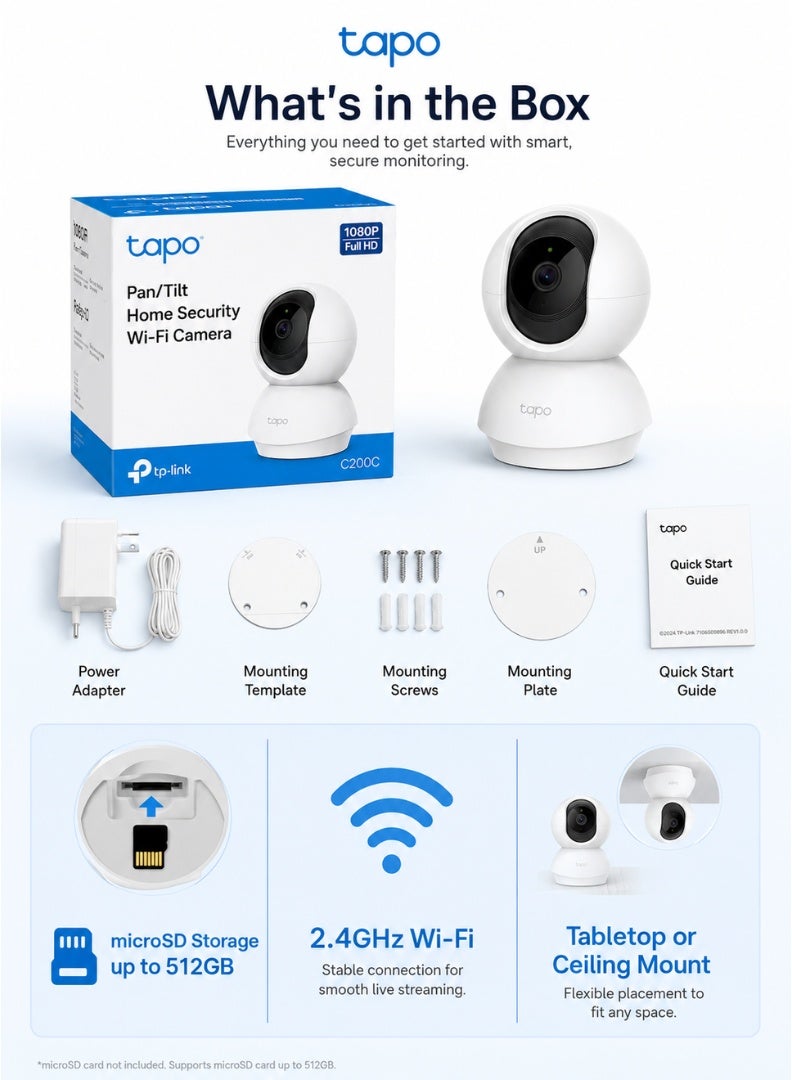 TP-Link Tapo Pan/Tilt Home Security Camera – 1080p, 360° View