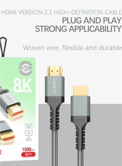 Earldom 8K HDMI 2.1 Fiber Optic Cable – 1.5m