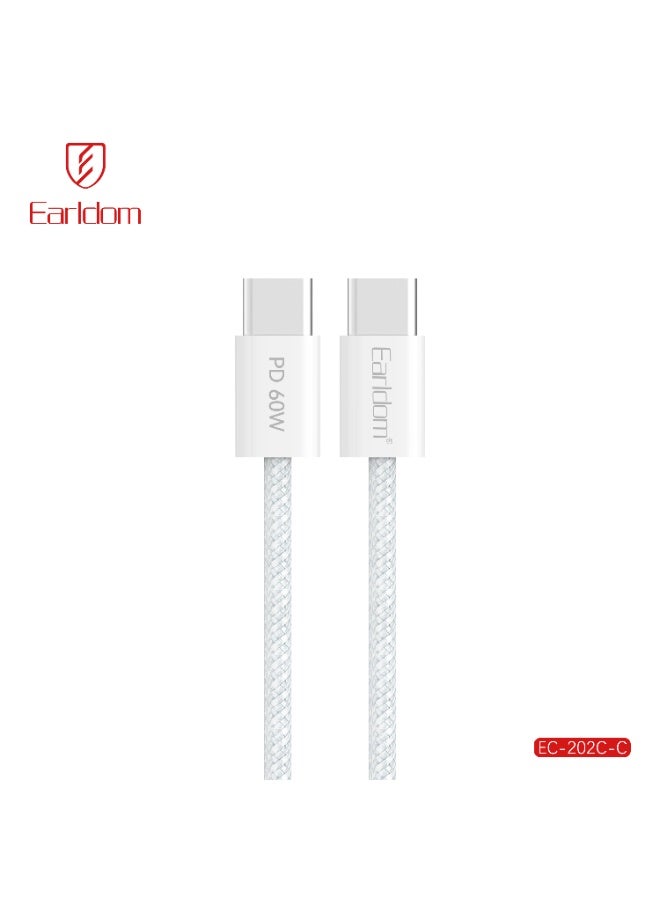 Earldom 60W USB-C to USB-C Braided Fast Charging Cable – 1m