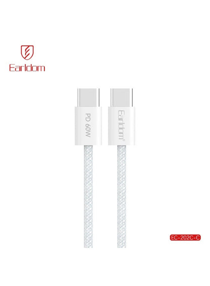 Earldom 60W USB-C to USB-C Braided Fast Charging Cable – 1m