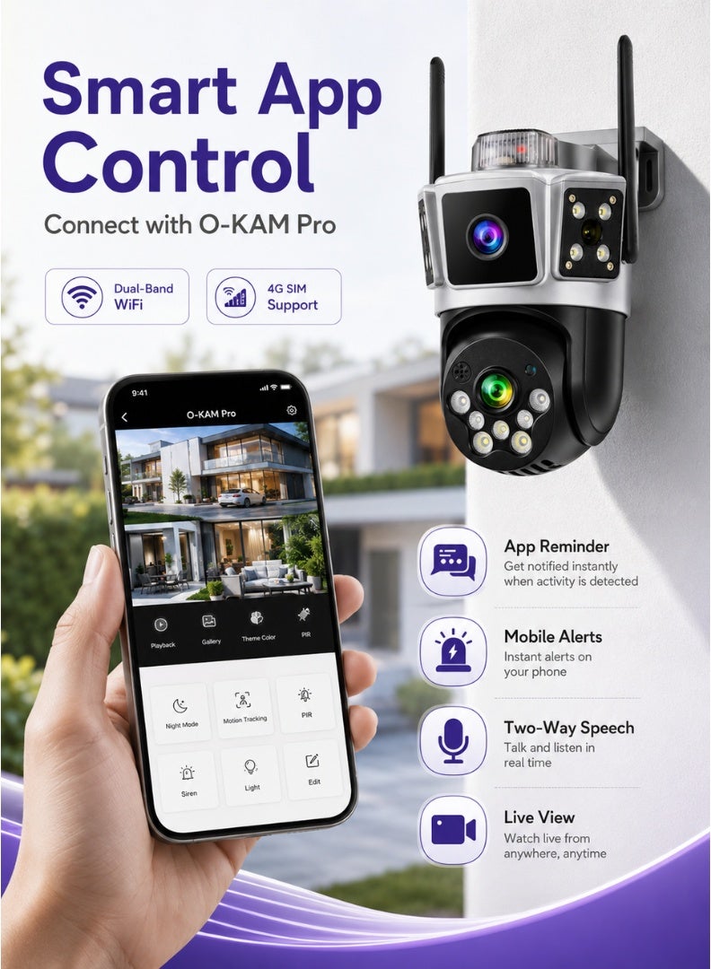 Honton Dual Lens PTZ 4G Security Camera – 8K, 6X Zoom
