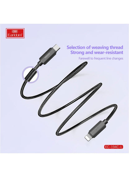 كابل "إيرلدوم" بطول 3 أمتار، من USB-C إلى Lightning، مضفر، بقوة 30 واط