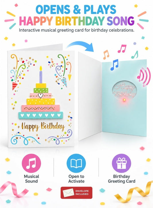 Italo Musical Birthday Greeting Card – Pastel Cake Design