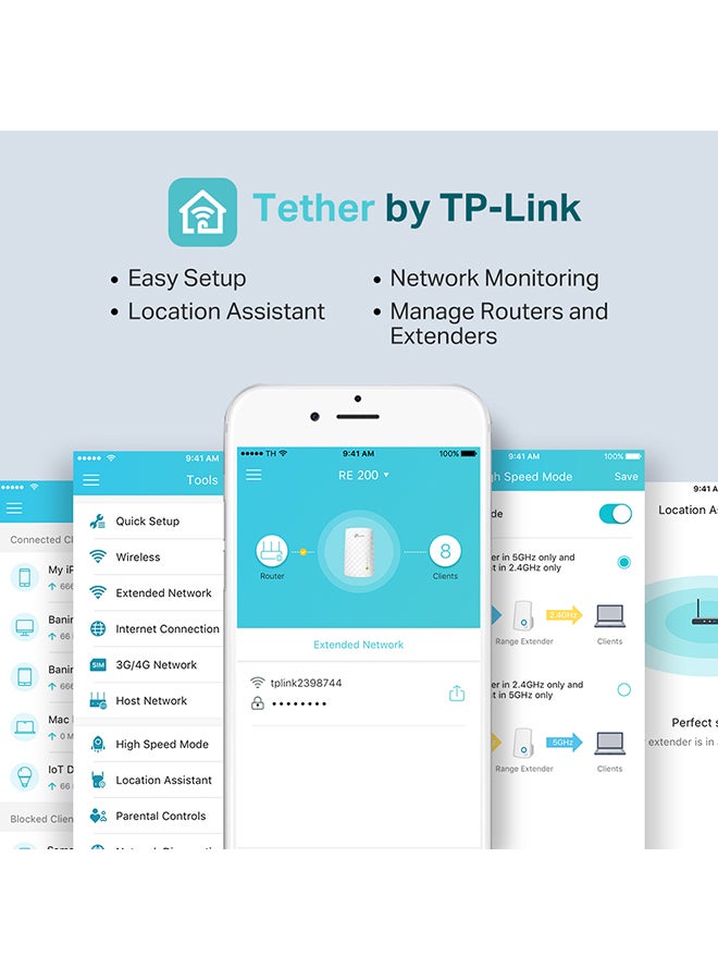 موسع نطاق شبكة واي فاي ميش ثنائي النطاق TP-Link AC750
