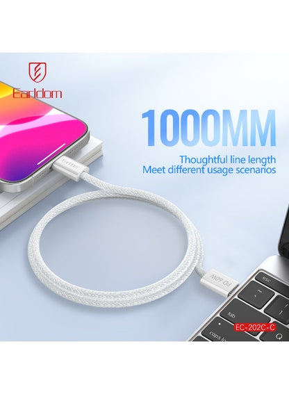 Earldom 60W USB-C to USB-C Braided Fast Charging Cable – 1m
