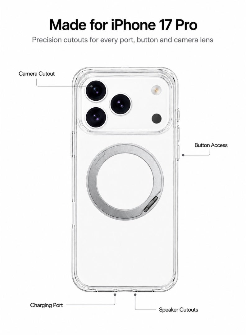 Clear Magnetic Case with Ring Stand for iPhone