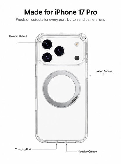 Clear Magnetic Case with Ring Stand for iPhone