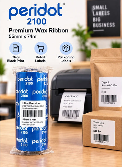 Premium Wax Thermal Transfer Ribbon 55mm x 74m