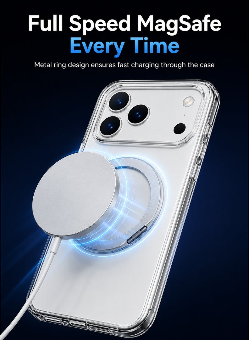 Clear Magnetic Case with Ring Stand for iPhone