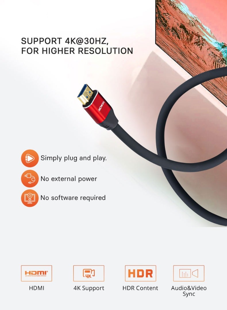 Mowsil 4K HDMI Cable – Gold-Plated
