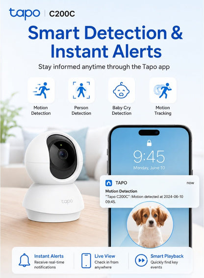 TP-Link Tapo Pan/Tilt Home Security Camera – 1080p, 360° View