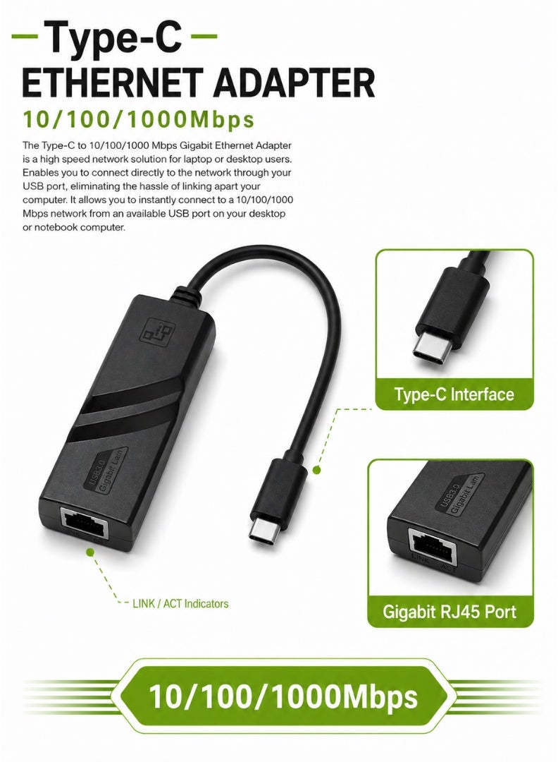 USB-C to Gigabit Ethernet LAN Adapter