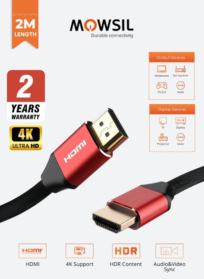 Mowsil 4K HDMI Cable – Gold-Plated