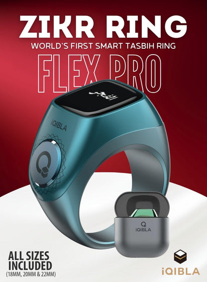 خاتم الذكر الذكي iQIBLA Flex Pro – عداد تسبيح ومنبه للصلاة