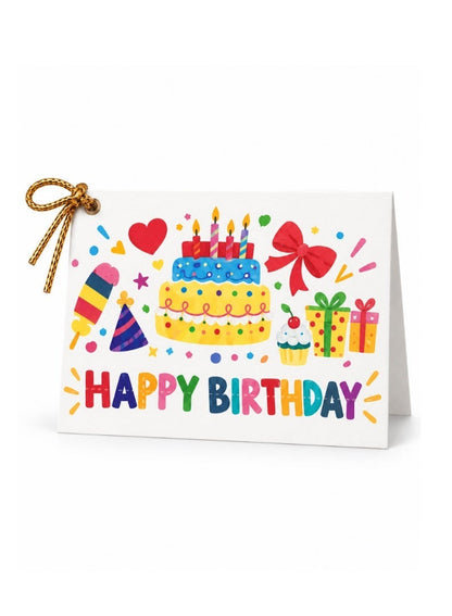 Mini Birthday Greeting Card – Cake, Gifts & Party Design