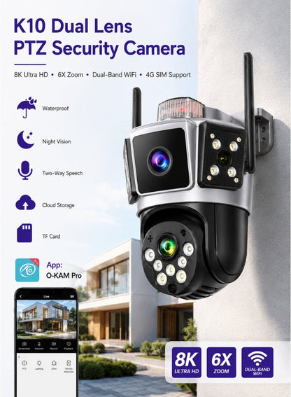 Honton Dual Lens PTZ 4G Security Camera – 8K, 6X Zoom